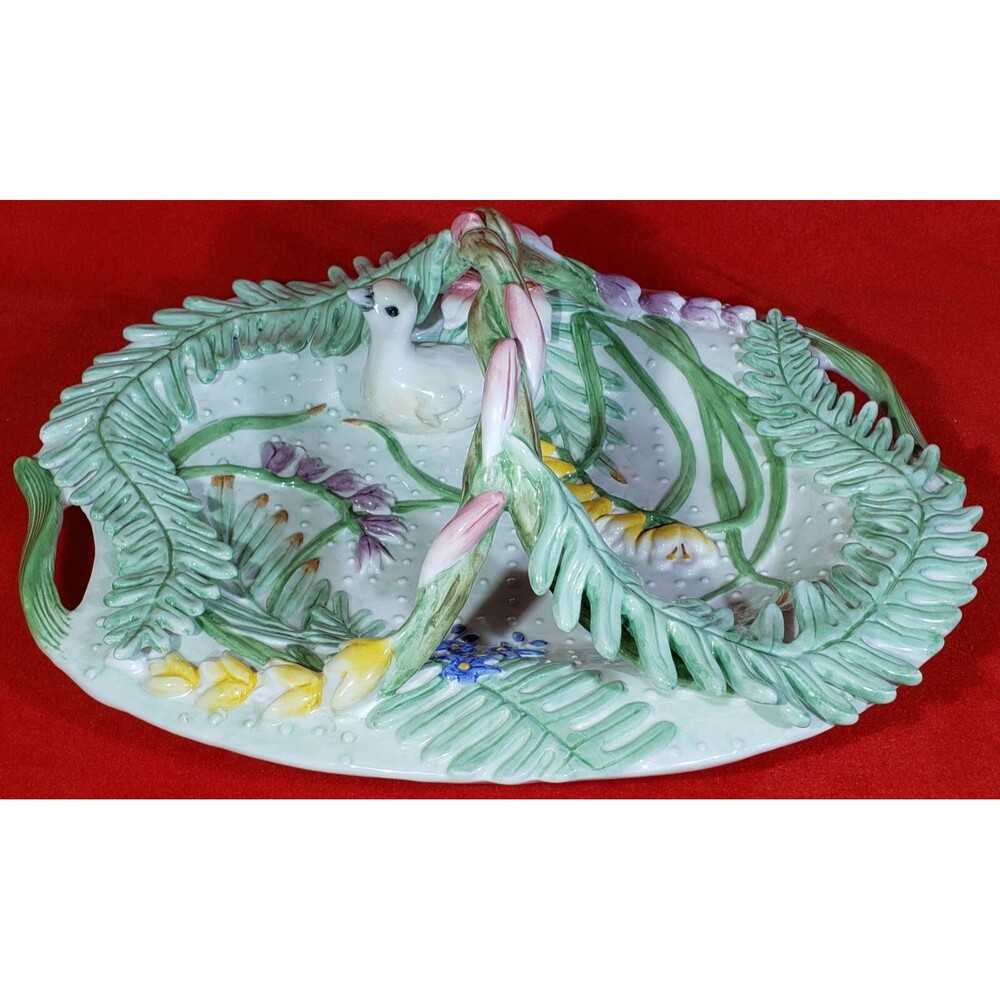 Beautiful Fitz and Floyd Classics 3D Bird and Flowers Platter Serving Tray